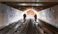 Two people in tunnel