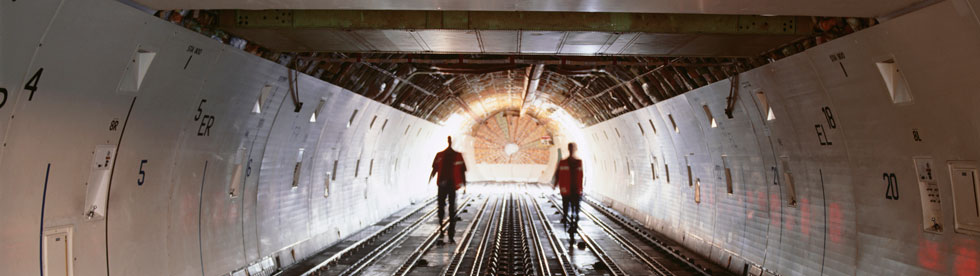 Two people in tunnel